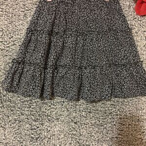 Hibluco Women's Black Polka Dot Tiered Midi Skirt Size L Casual